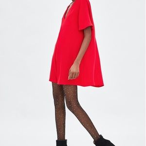 Zara Red Flowy Dress NWT